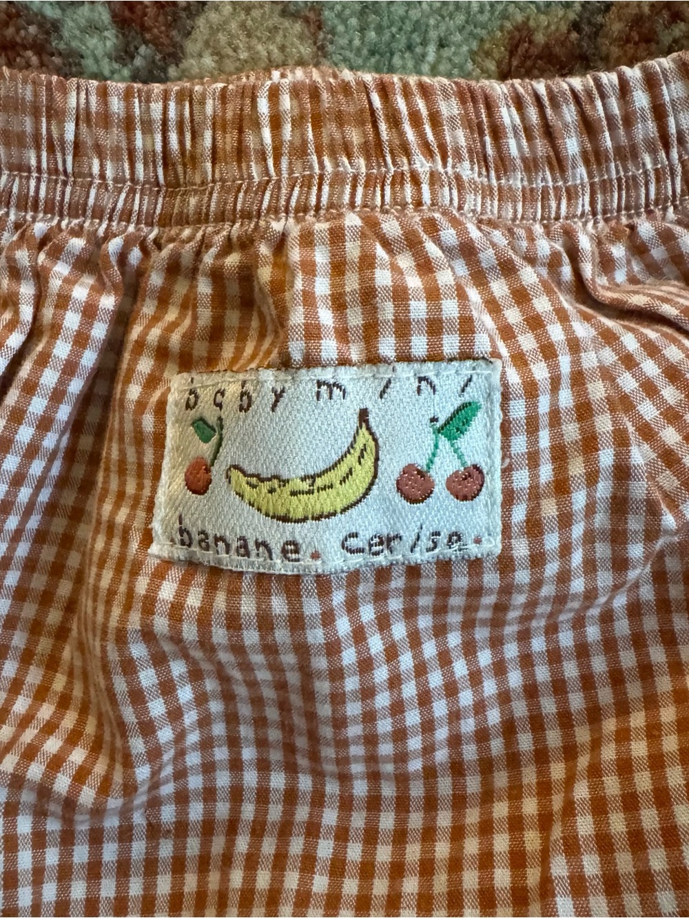 Kids Gingham Bubble Shorts in Rust Brown - Picture 2 of 4